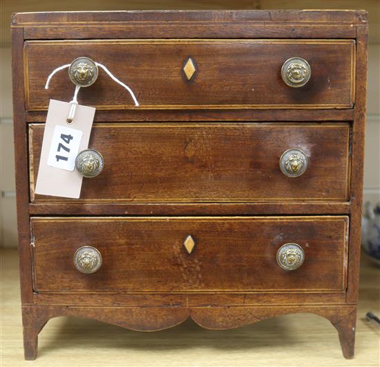 A Regency mahogany miniature chest of drawers